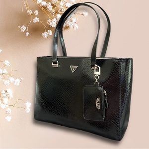 Guess Moonlight Python Black Leather Bag
